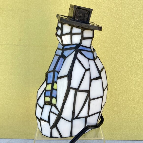 Tiffany Style Stained Glass Frosty the Snowman Accent Lamp - Picture 6 of 13